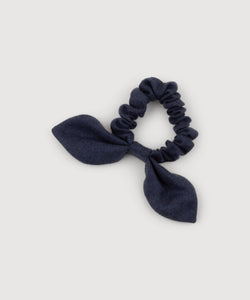 Navy / One Size Flannel Bow Scrunchie Miaki Swiss Made Womenswear