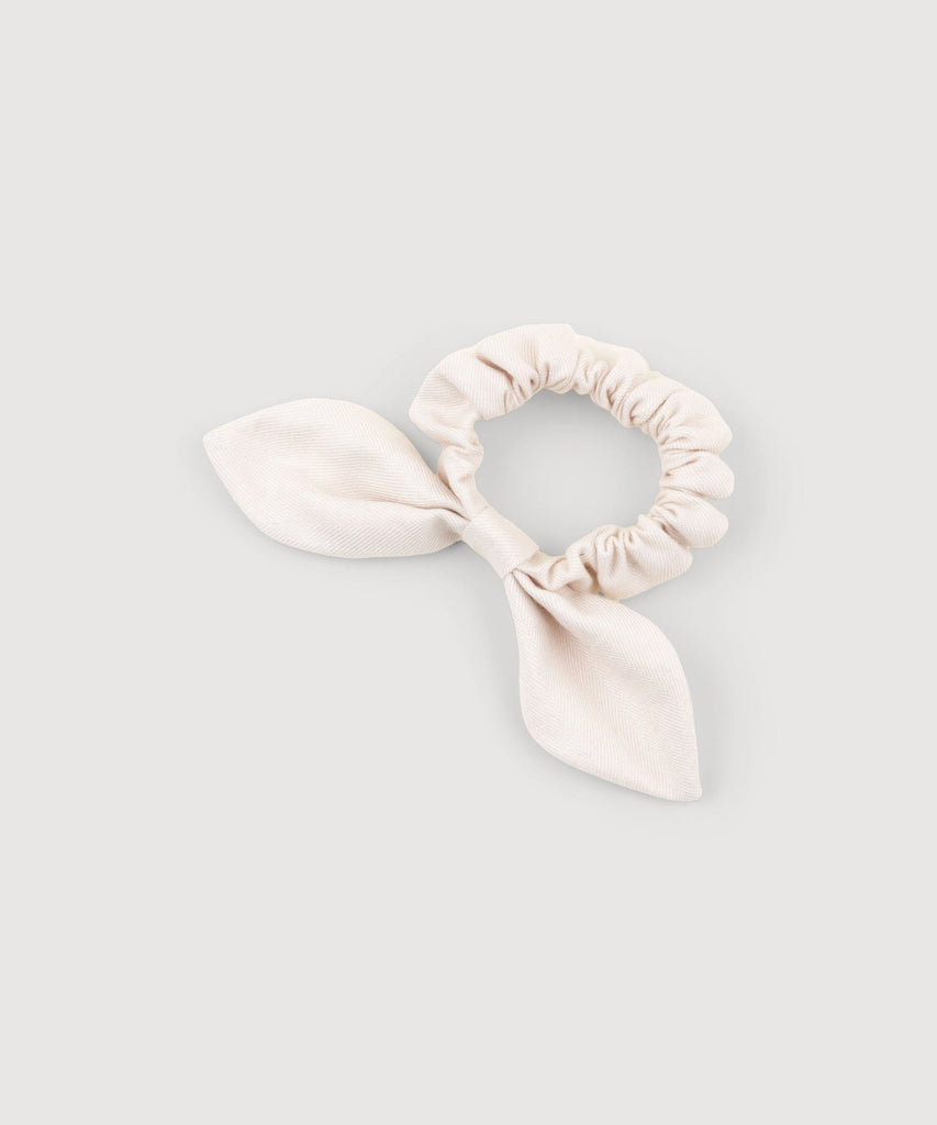 Cream / One Size Flannel Bow Scrunchie Miaki Swiss Made Womenswear