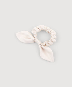 Cream / One Size Flannel Bow Scrunchie Miaki Swiss Made Womenswear