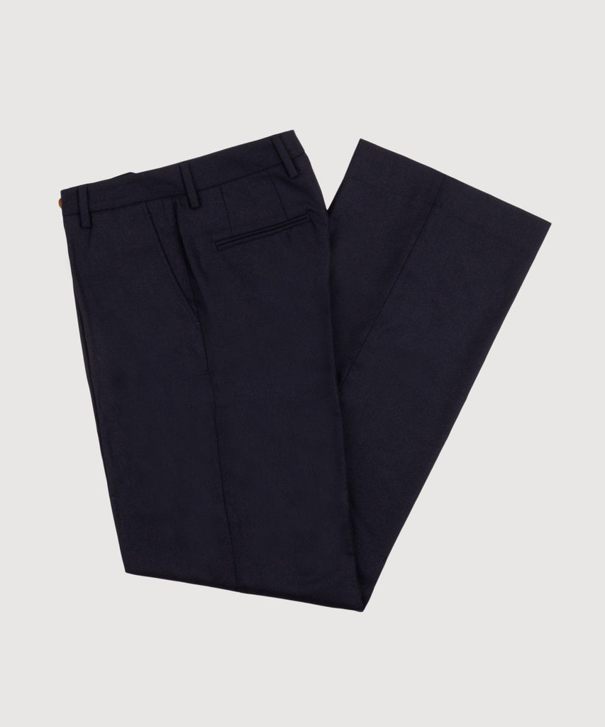 Navy / 34 Wide Leg Flannel Trousers Miaki Swiss Made Womenswear