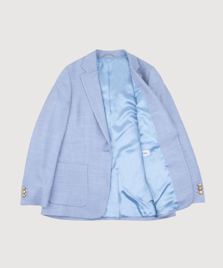 Relaxed Wool Silk Herringbone Blazer Miaki Swiss Made Womenswear