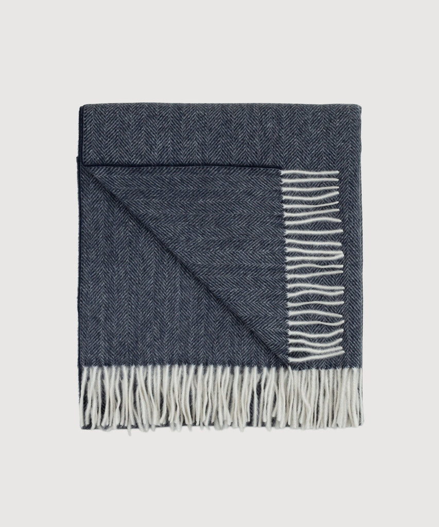 Large Cashmere Herringbone Scarf Miaki Swiss Made Womenswear