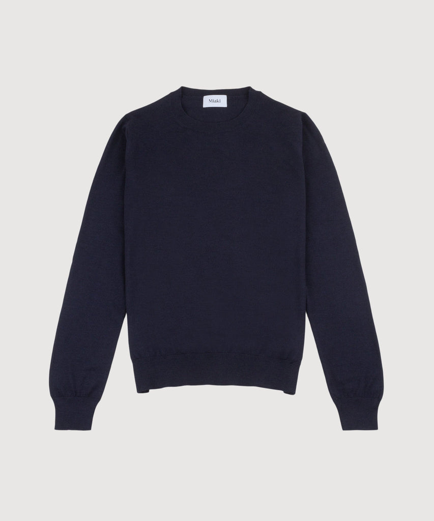 Classic Navy / XS Wool Roundneck Sweater Miaki Swiss Made Womenswear