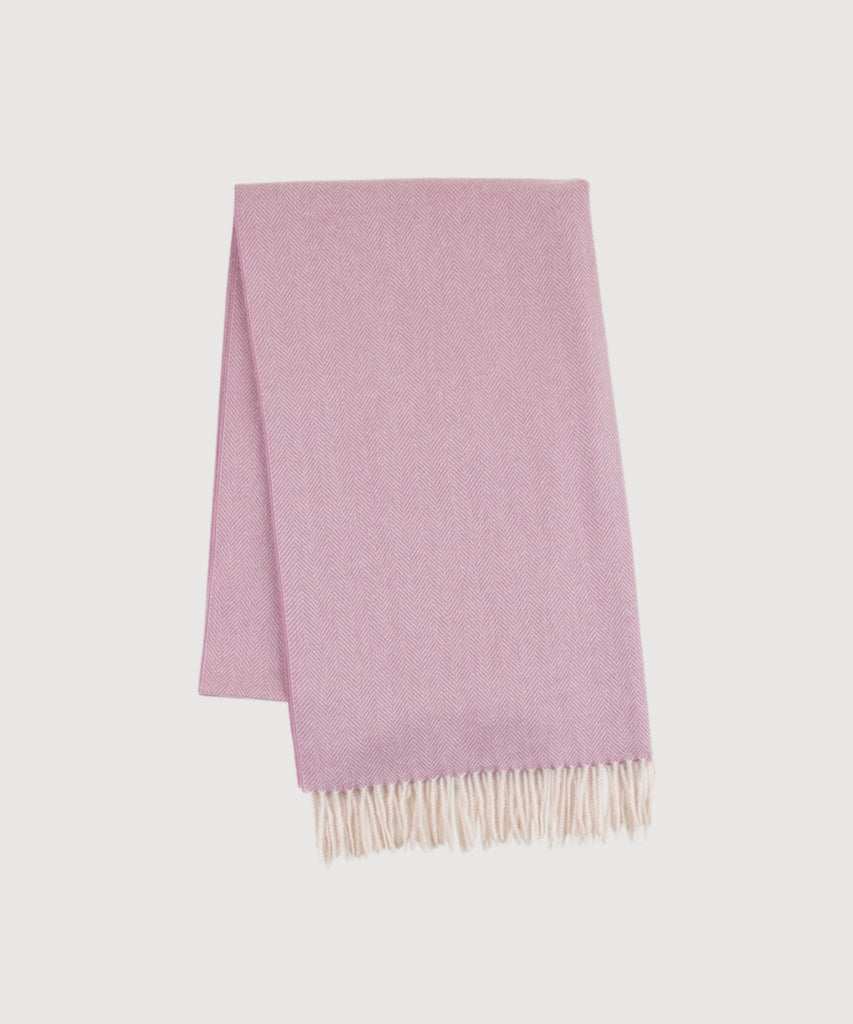 Rose Large Cashmere Herringbone Scarf Miaki Swiss Made Womenswear