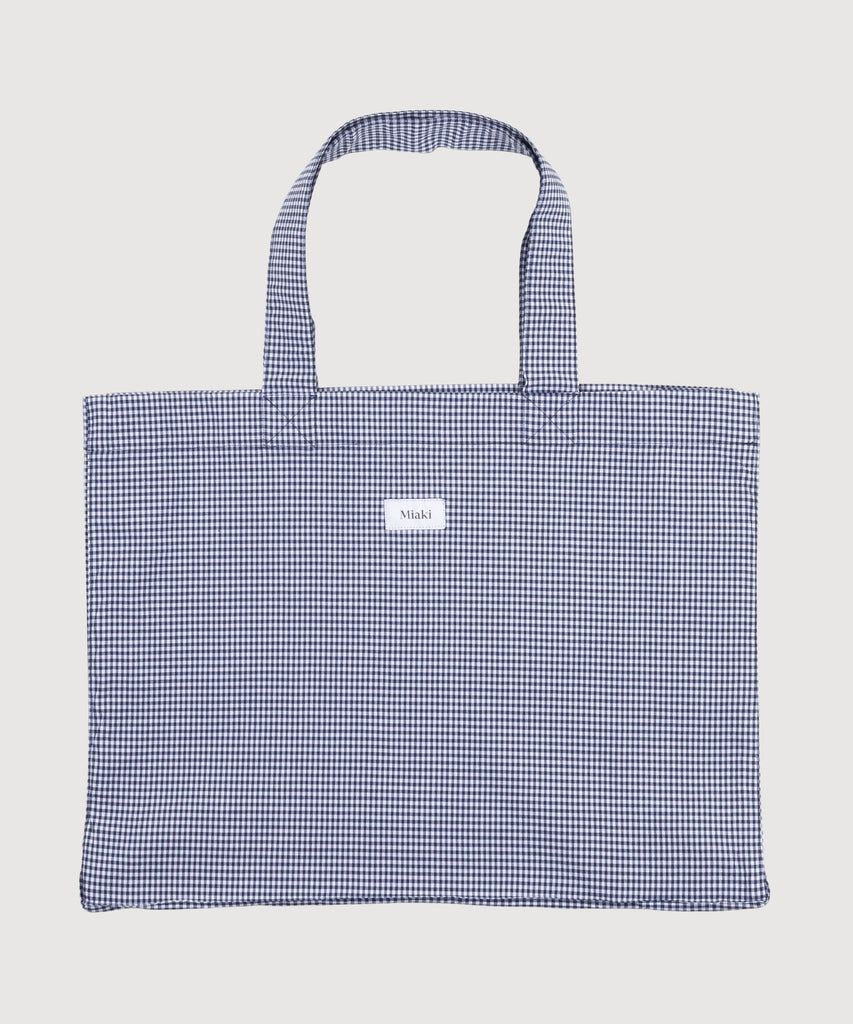 Check Navy / One Size Check Beach Bag Miaki Swiss Made Womenswear