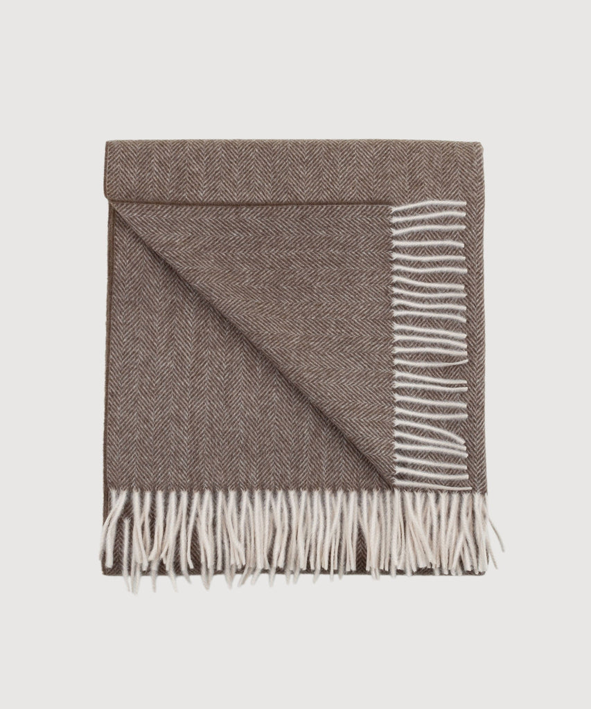 Large Cashmere Herringbone Scarf Miaki Swiss Made Womenswear