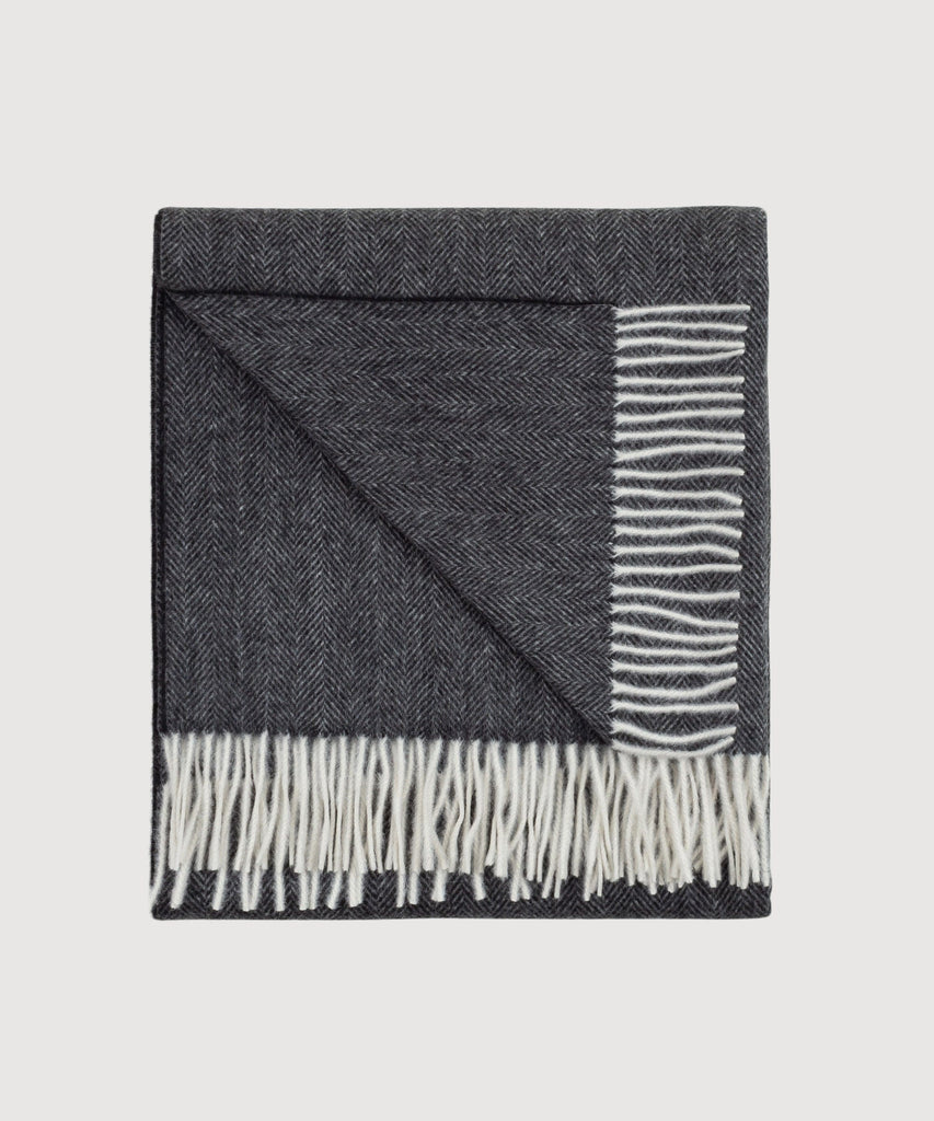 Large Cashmere Herringbone Scarf Miaki Swiss Made Womenswear