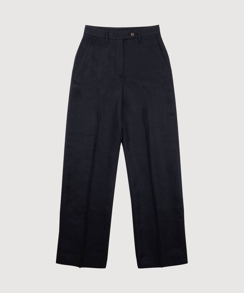 Black / 34 Wide Leg Linen Trousers Miaki Swiss Made Womenswear