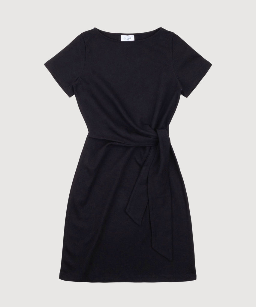 Black / XS Short Jersey Knot Dress Miaki Swiss Made Womenswear