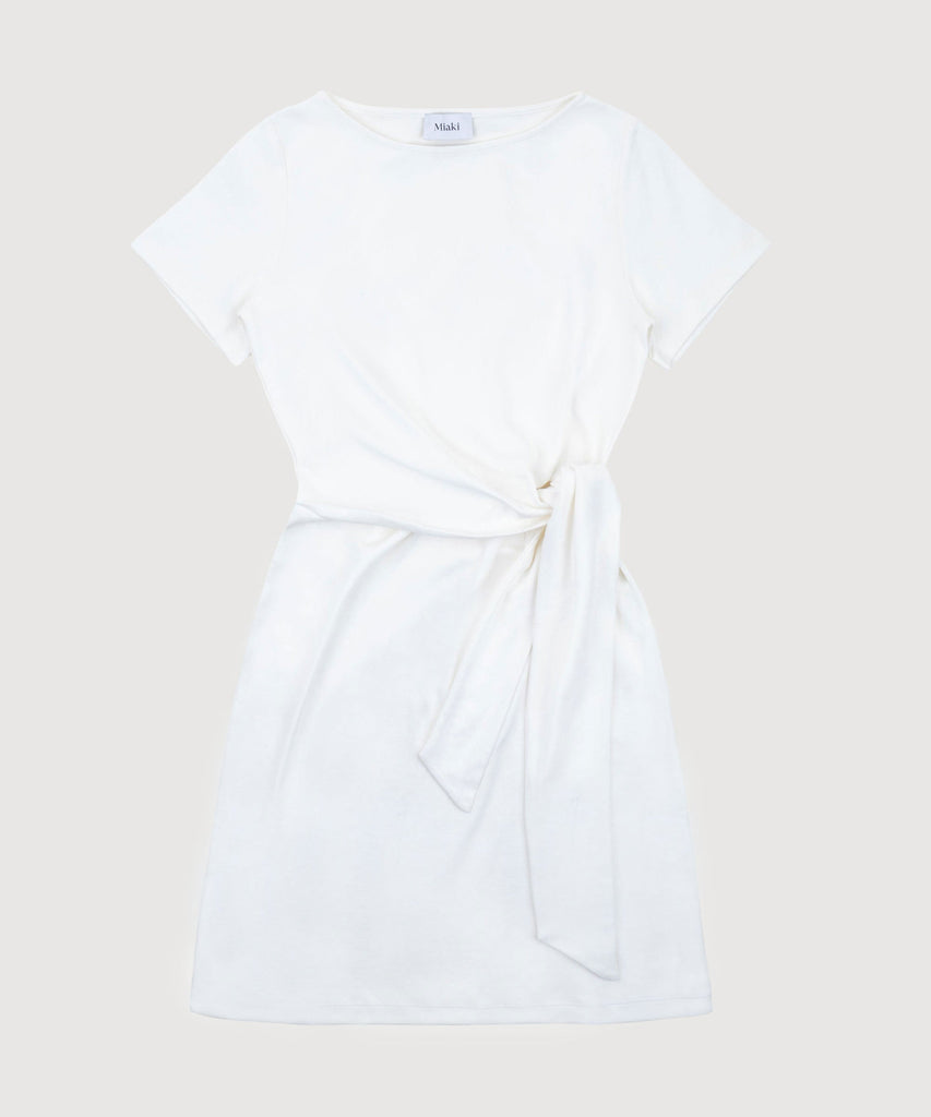 Cream / XS Short Jersey Knot Dress Miaki Swiss Made Womenswear