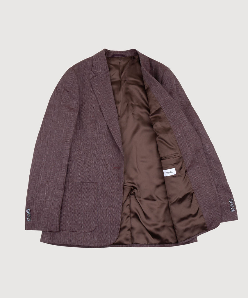 Relaxed Wool Silk Herringbone Blazer Miaki Swiss Made Womenswear