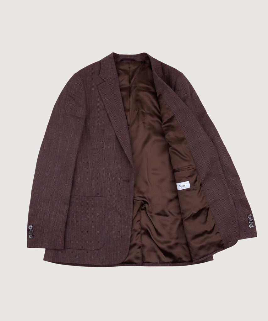 Relaxed Wool Silk Herringbone Blazer Miaki Swiss Made Womenswear