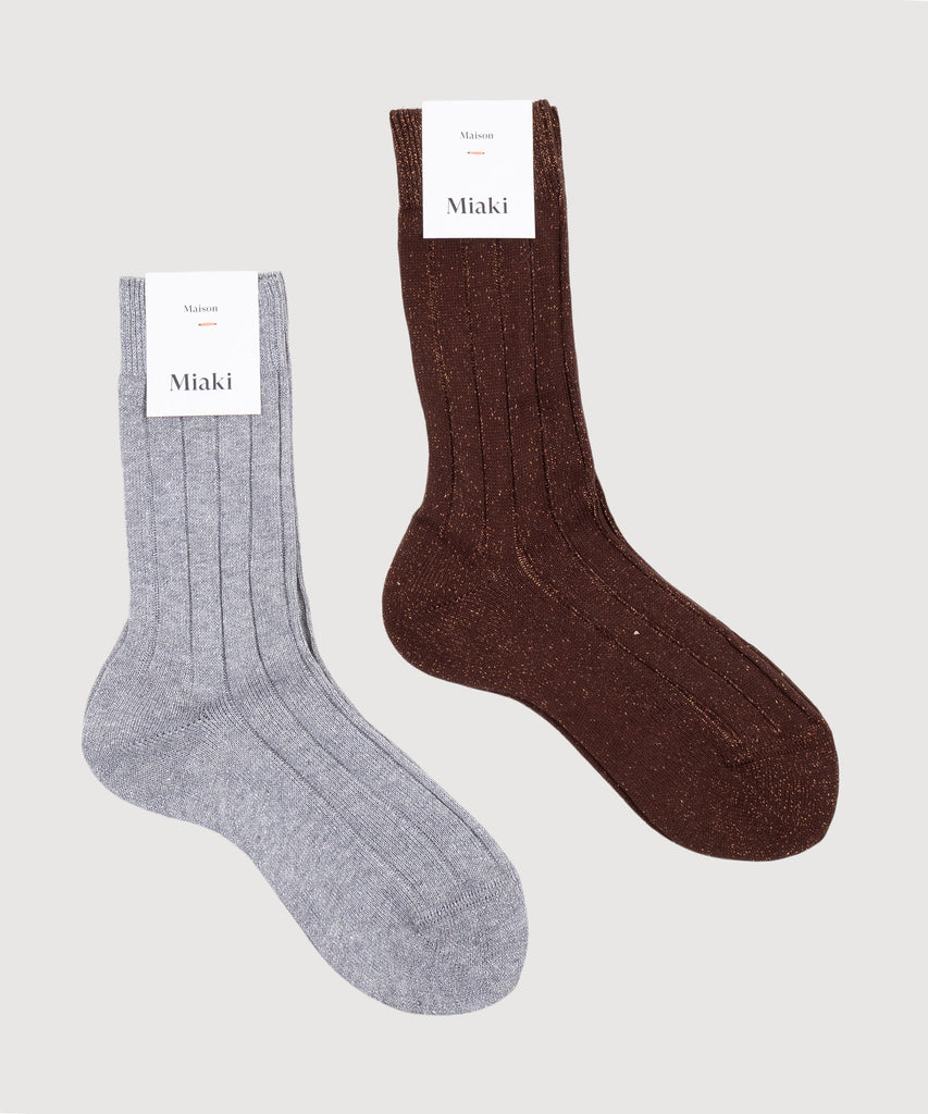 Ribbed Glitter Socks Miaki Swiss Made Womenswear