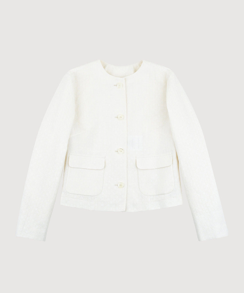 Cream / 34 Short Cotton Mosaic Blazer Miaki Swiss Made Womenswear