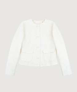 Cream / 34 Short Cotton Mosaic Blazer Miaki Swiss Made Womenswear