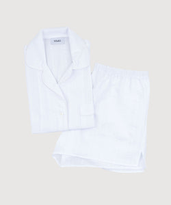 White / XS Striped Short Sleeve Pyjama Miaki Swiss Made Womenswear