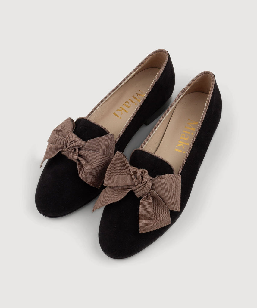 Black / 36 Large Bow Slipper Miaki Swiss Made Womenswear