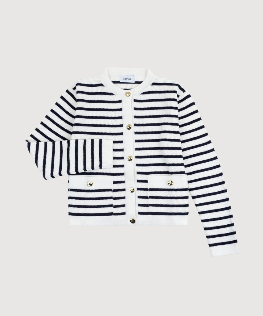 Striped Cotton Cardigan Miaki Swiss Made Womenswear