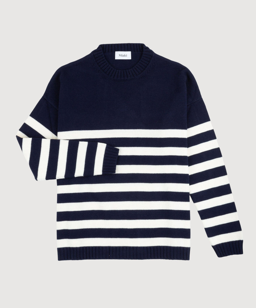 Striped Oversized Cotton Sweater Miaki Swiss Made Womenswear
