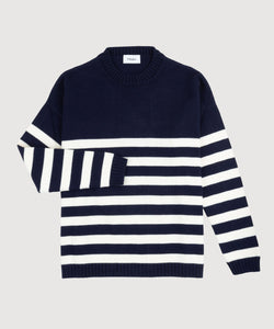 Striped Oversized Cotton Sweater Miaki Swiss Made Womenswear