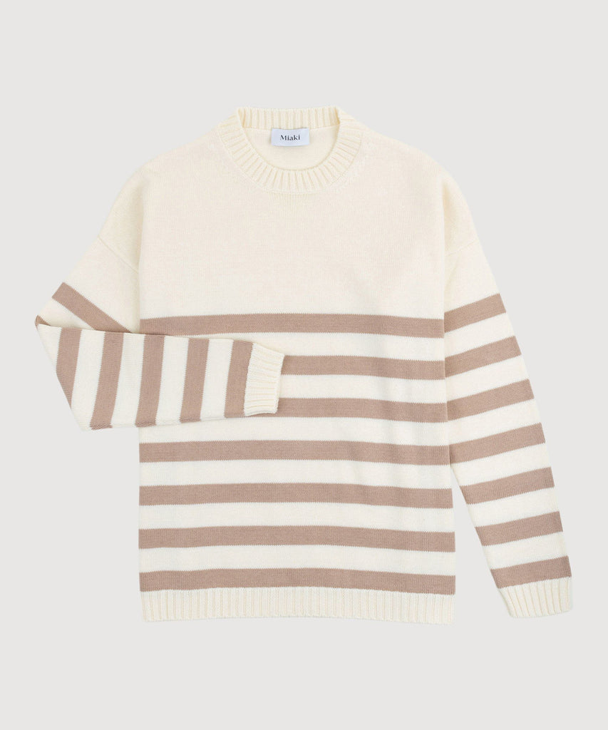 Striped Oversized Cotton Sweater Miaki Swiss Made Womenswear