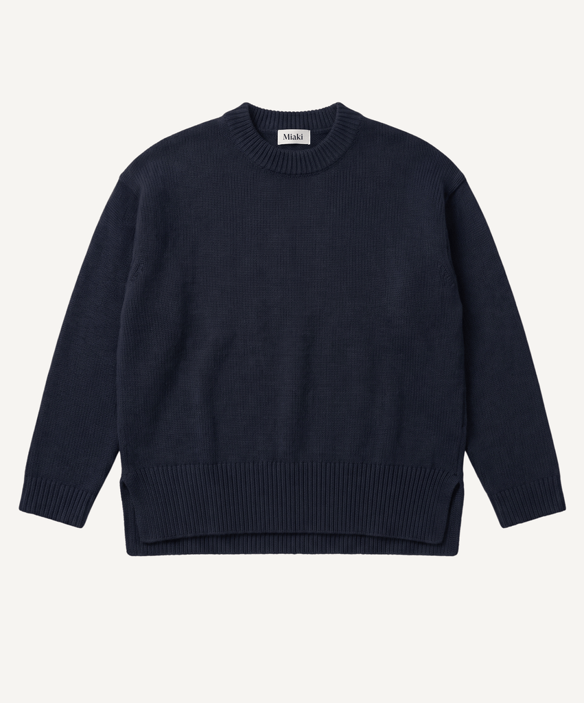 Dark Navy / XS Relaxed Wool Sweater Miaki Swiss Made Womenswear