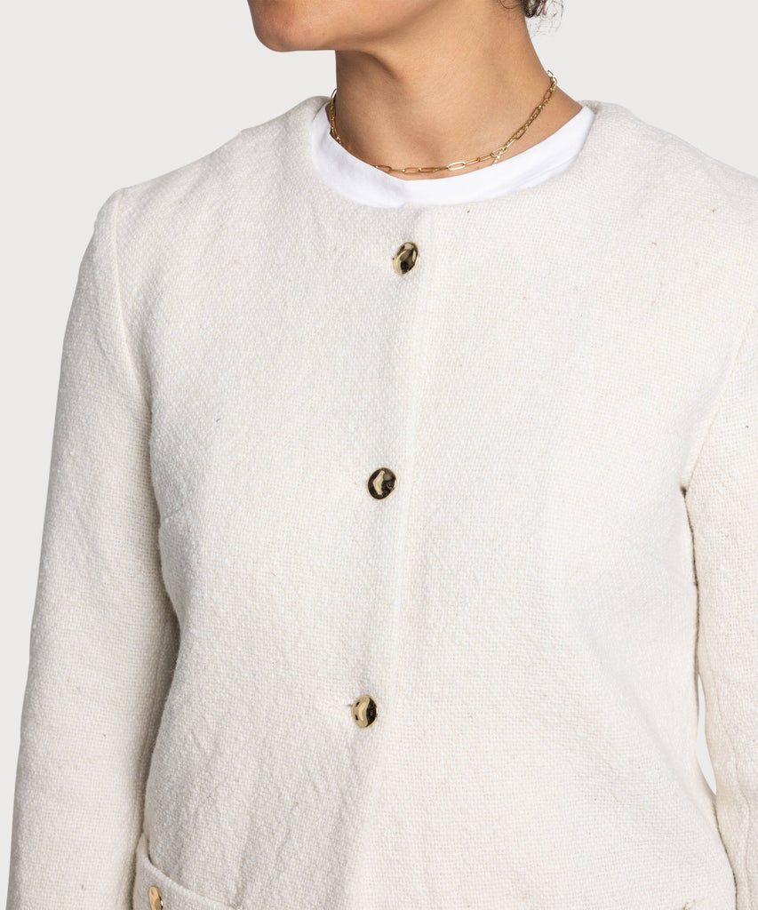 Long Tweed Blazer Miaki Swiss Made Womenswear