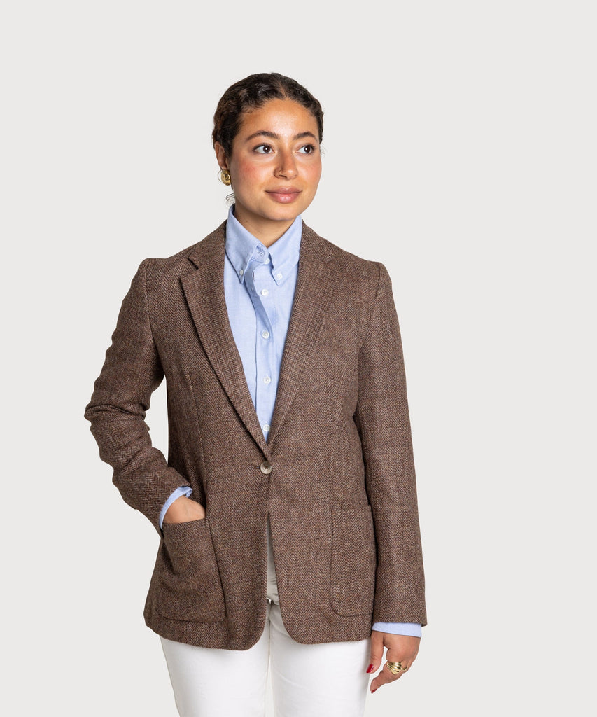 Relaxed Herringbone Tweed Blazer Miaki Swiss Made Womenswear