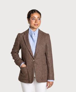 Relaxed Herringbone Tweed Blazer Miaki Swiss Made Womenswear
