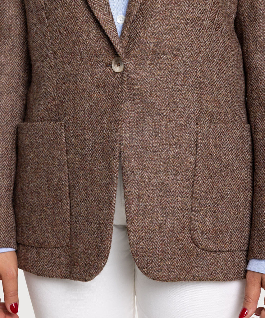 Relaxed Herringbone Tweed Blazer Miaki Swiss Made Womenswear
