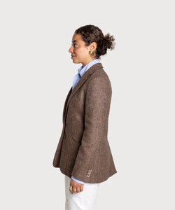 Relaxed Herringbone Tweed Blazer Miaki Swiss Made Womenswear