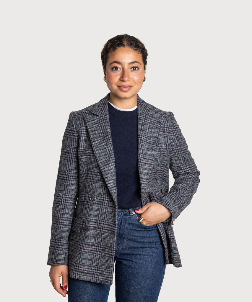 Double Breast Glencheck Blazer Miaki Swiss Made Womenswear