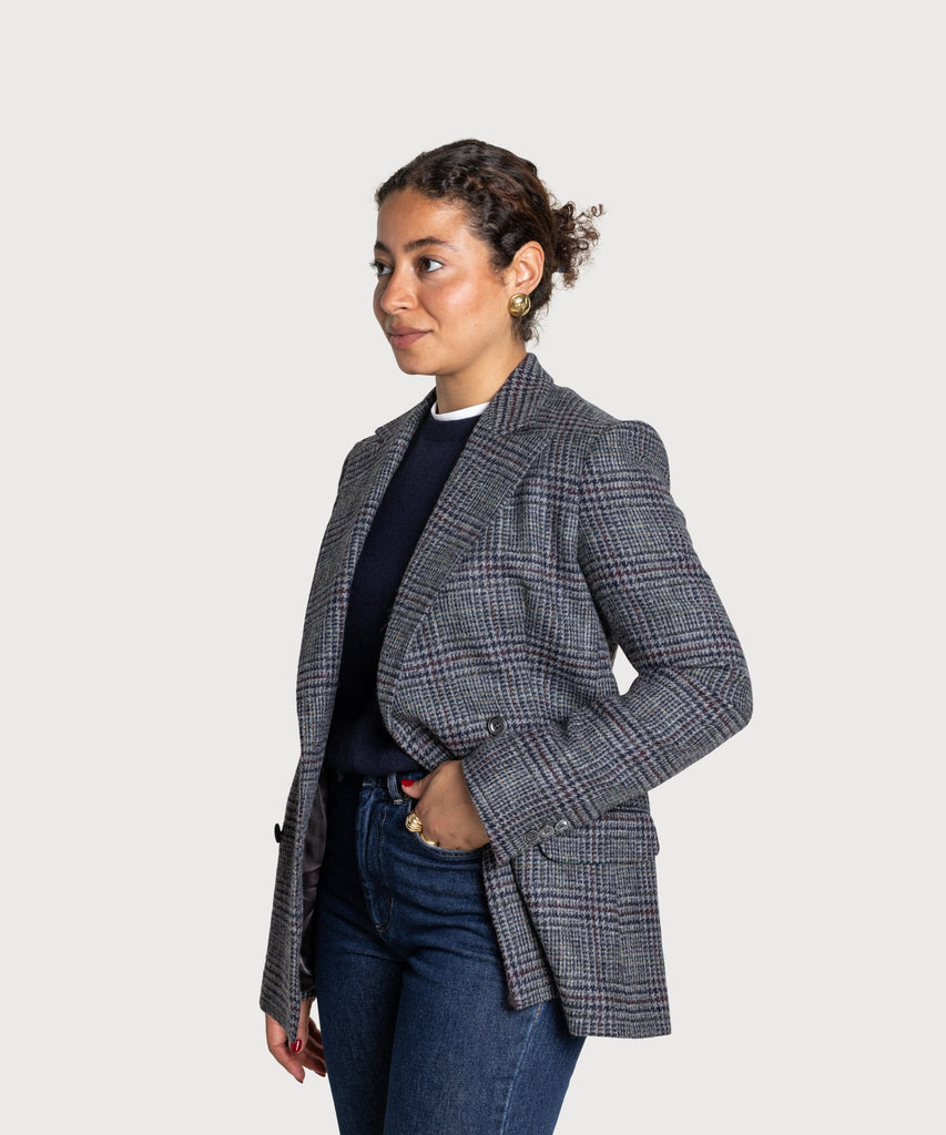 Double Breast Glencheck Blazer Miaki Swiss Made Womenswear