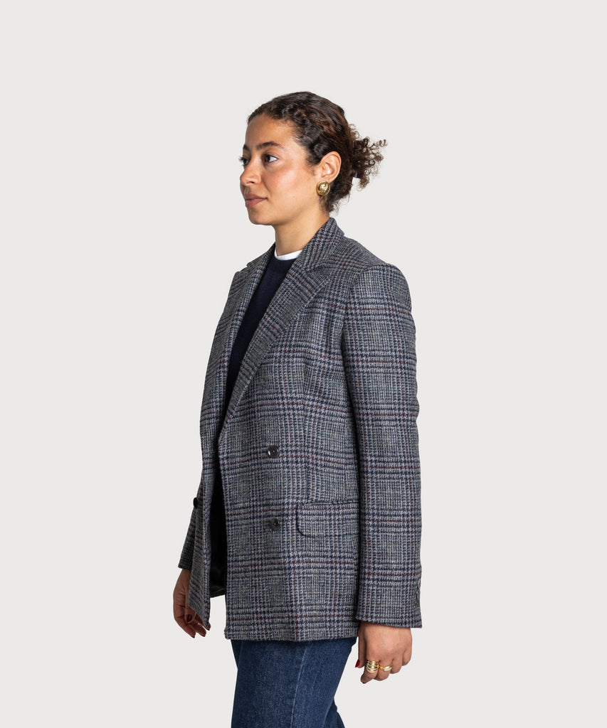 Double Breast Glencheck Blazer Miaki Swiss Made Womenswear