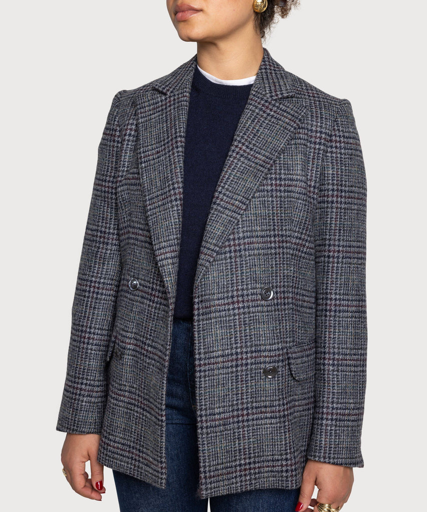 Double Breast Glencheck Blazer Miaki Swiss Made Womenswear