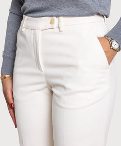 Cream / 34 Heavy Twill Signature Trousers Miaki Swiss Made Womenswear