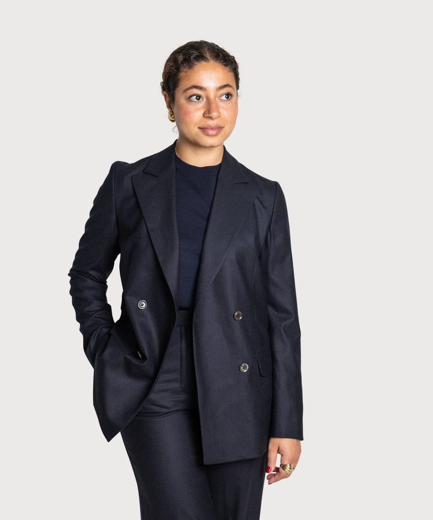 Relaxed Flannel Double Breast Blazer Miaki Swiss Made Womenswear