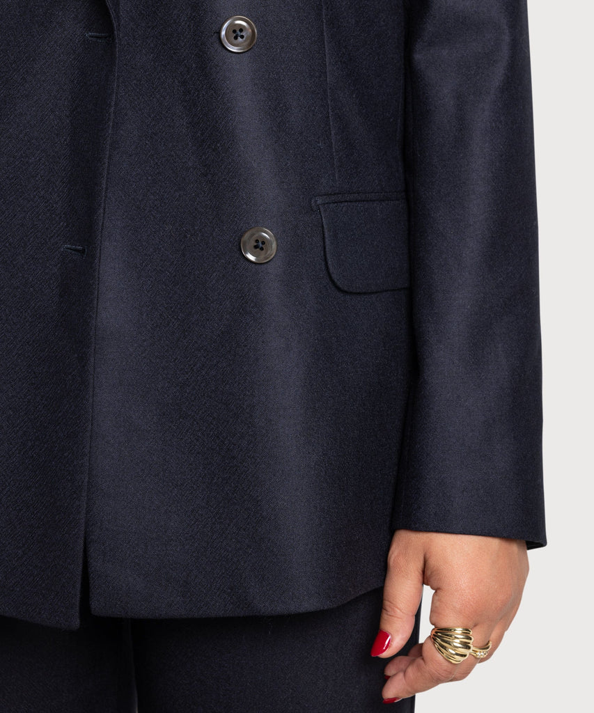 Relaxed Flannel Double Breast Blazer Miaki Swiss Made Womenswear