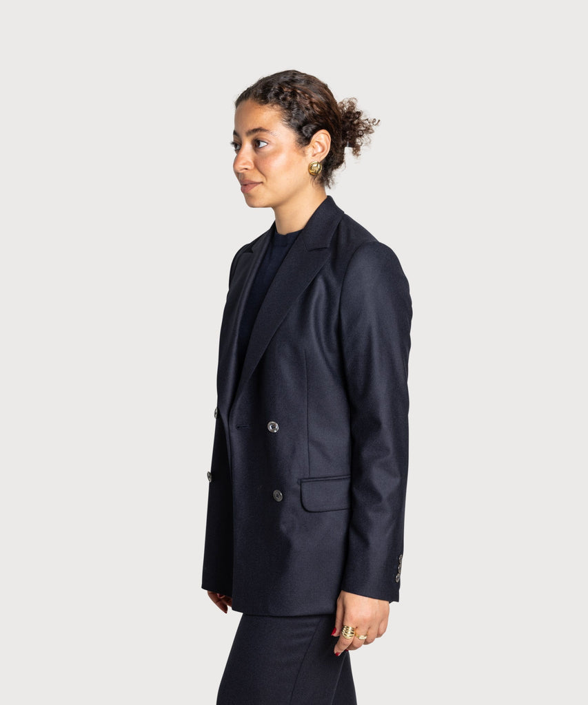 Relaxed Flannel Double Breast Blazer Miaki Swiss Made Womenswear