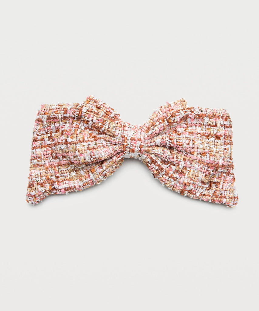 Pink Large Tweed Bow Clip Miaki Swiss Made Womenswear