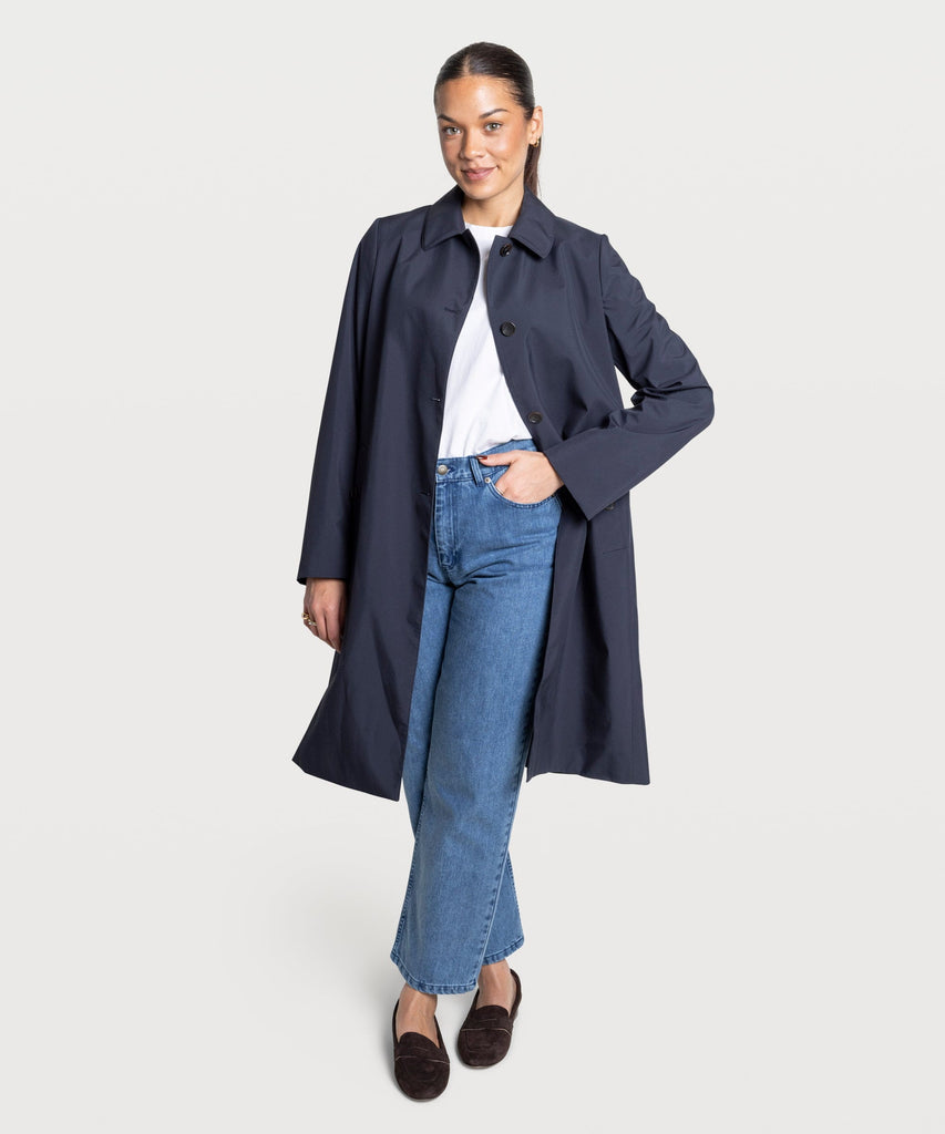 Navy / 34 Long Traveller Raincoat Miaki Swiss Made Womenswear