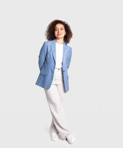 Relaxed Herringbone Linen Wool Blazer Miaki Swiss Made Womenswear