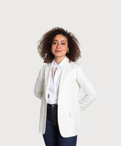 Ivory / 34 Relaxed Herringbone Linen Wool Blazer Miaki Swiss Made Womenswear