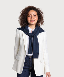 Relaxed Herringbone Linen Wool Blazer Miaki Swiss Made Womenswear
