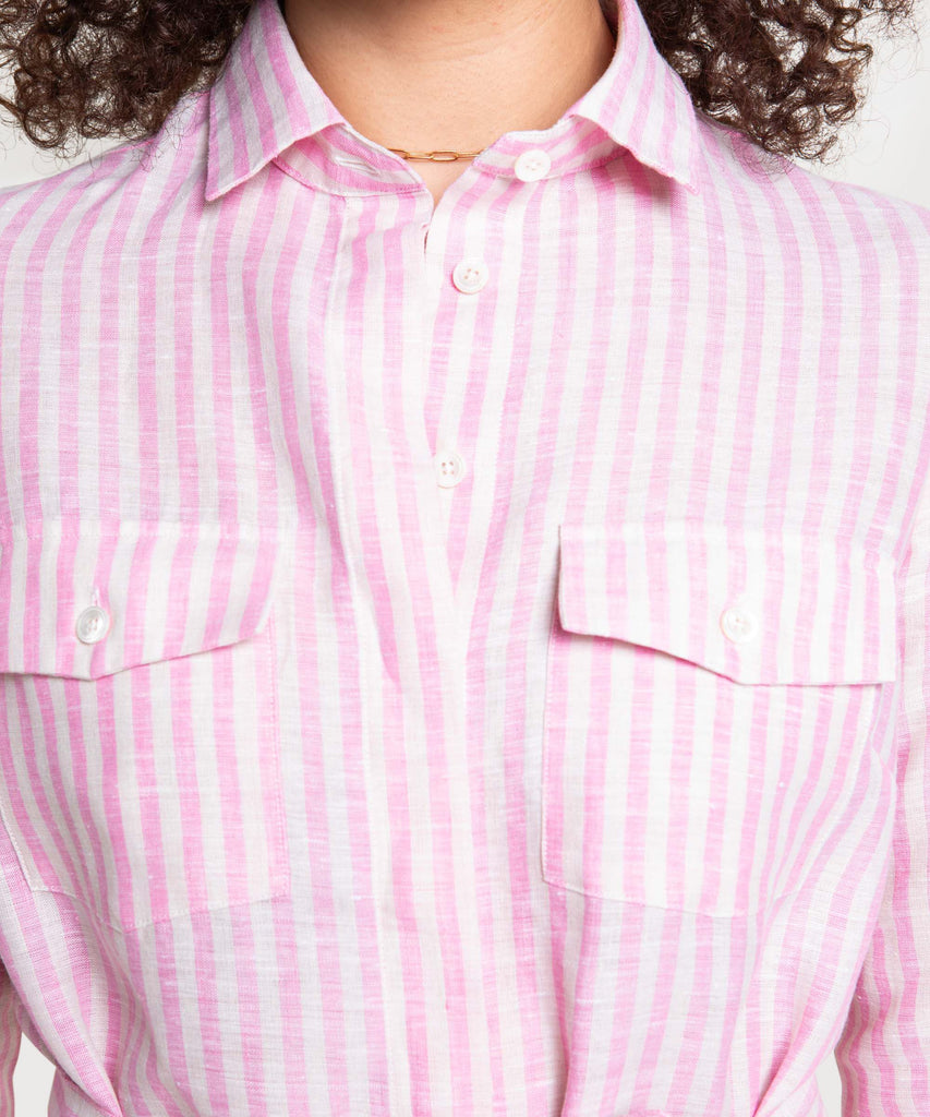 Striped Linen Shirt Dress Miaki Swiss Made Womenswear