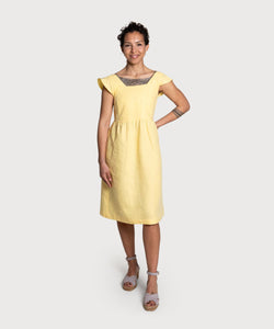 Yellow / XS Volant Linen Dress Miaki Swiss Made Womenswear