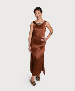 Brown / XS Sleeveless Silk Dress Miaki Swiss Made Womenswear