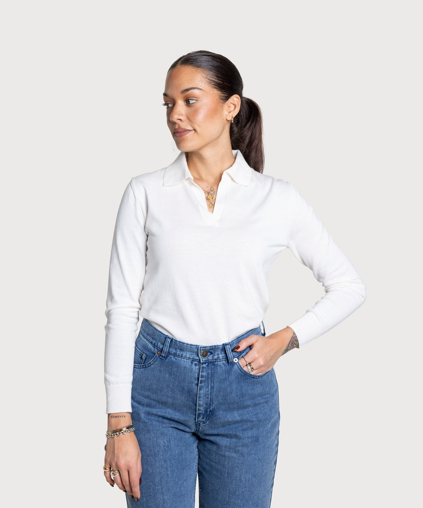 Classic Cream / XS Casual Polo Sweater Miaki Swiss Made Womenswear