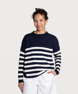 Striped Oversized Cotton Sweater Miaki Swiss Made Womenswear