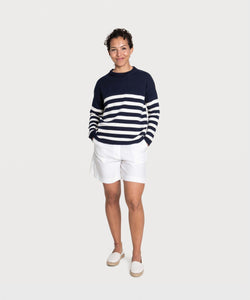 Striped Oversized Cotton Sweater Miaki Swiss Made Womenswear